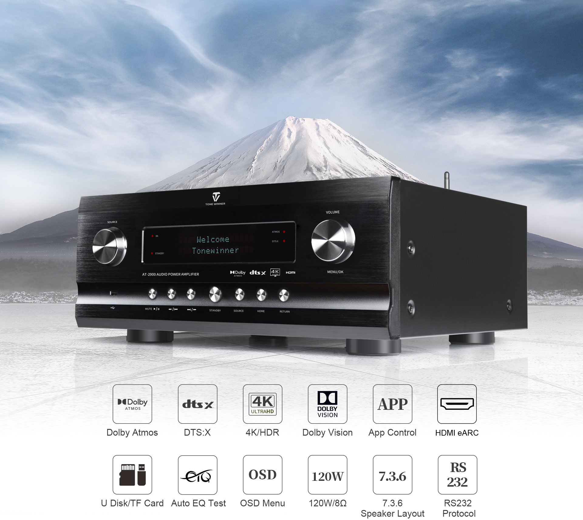 Tonewinner AT-2900 7.3.6 / 9.3.4 Ch Dolby Atmos Receiver Tonewinner AT-2900 7.3.6 / 9.3.4 Ch Dolby Atmos Receiver