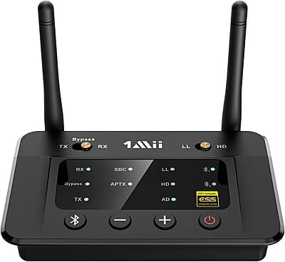 1Mii B03Pro Long Range Bluetooth 5.3 Transmitter Receiver for TV, HiFi Wireless Audio Adapter