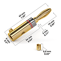 Kabeldirekt Banana plugs for speaker cables up to 6 mm² - screwable and gold-plated